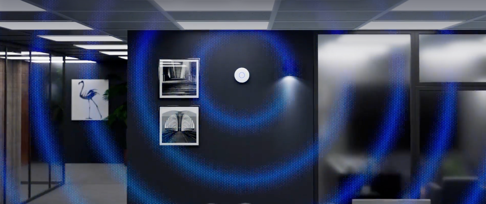 Cobertura Wi-Fi en diferentes áreas de un espacio